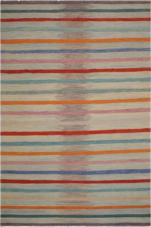 Flat Weave Kilim Antique Navaho Vintage handmade Modern Kilim Blue Rust Hand-Woven Rectangle 100% Wool Area Rug 9x12 