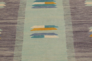 handmade Modern Kilim Blue Gold Hand-Woven RECTANGLE 100% WOOL area rug 7x10