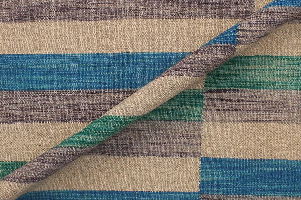 Flat Weave Kilim Antique Navaho Vintage handmade Modern Kilim Blue Beige Hand-Woven Rectangle 100% Wool Area Rug 6x10 