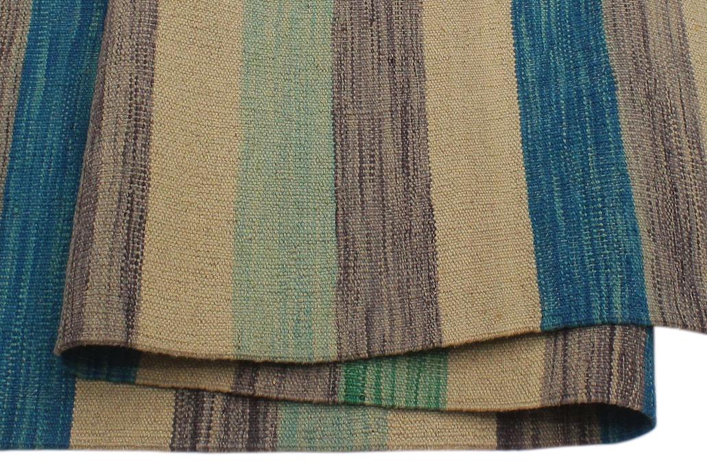 Flat Weave Kilim Antique Navaho Vintage handmade Modern Kilim Blue Beige Hand-Woven Rectangle 100% Wool Area Rug 6x10 