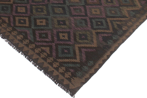 handmade Modern Kilim Black Brown Hand-Woven RECTANGLE 100% WOOL area rug 5x6