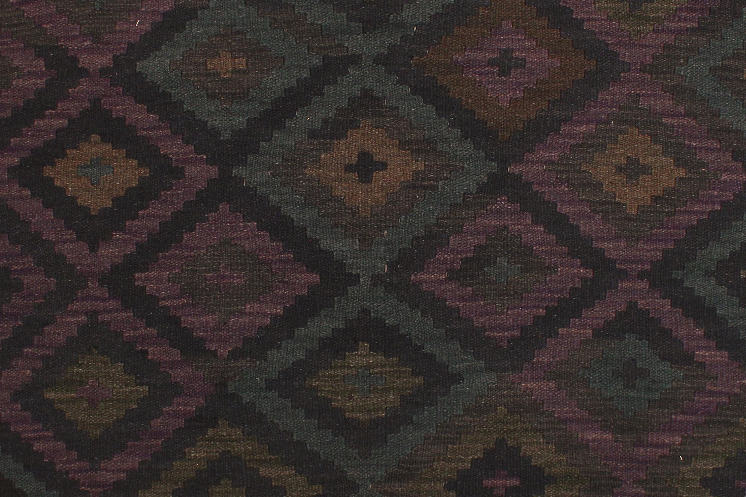 handmade Modern Kilim Black Brown Hand-Woven RECTANGLE 100% WOOL area rug 5x6