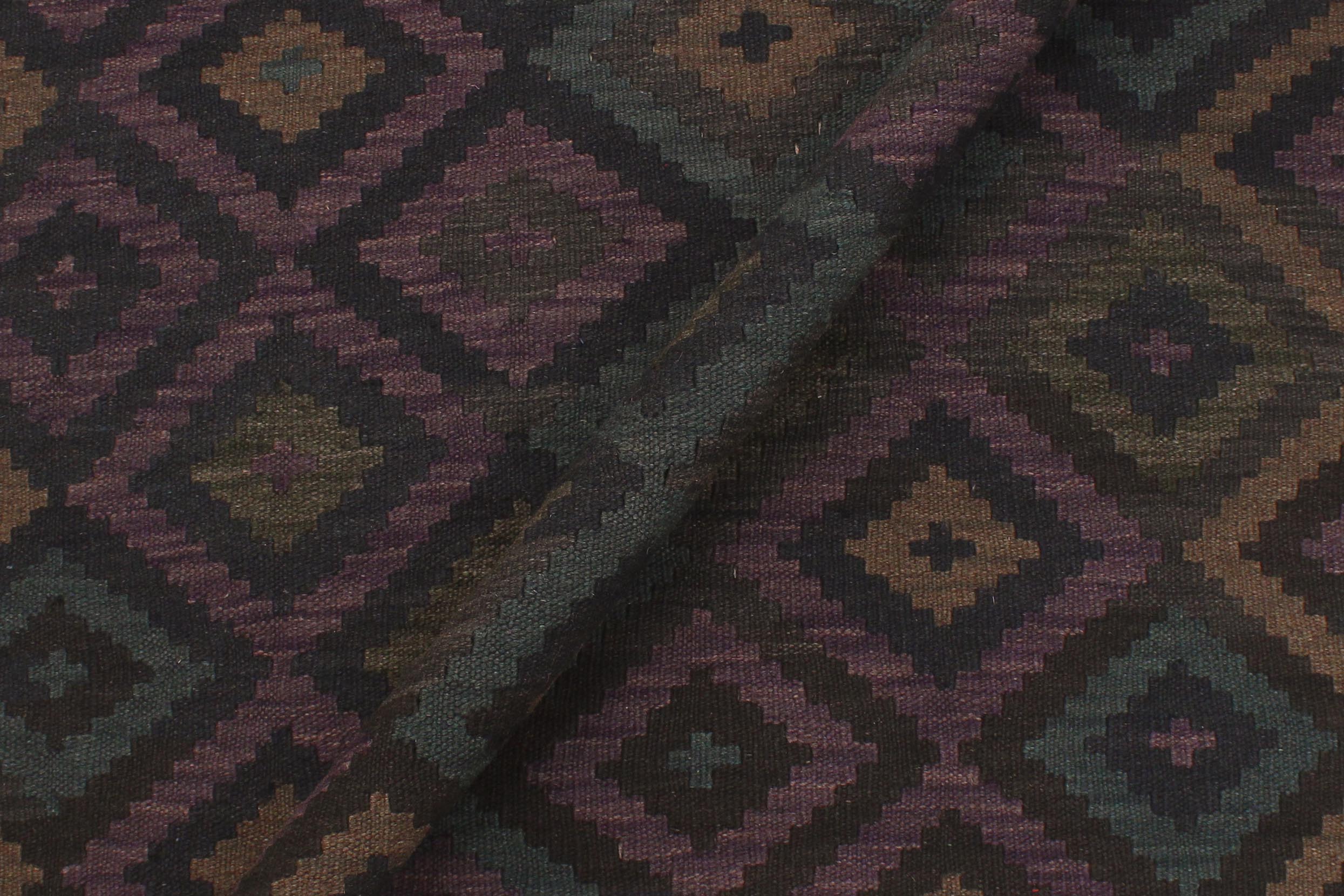 handmade Modern Kilim Black Brown Hand-Woven RECTANGLE 100% WOOL area rug 5x6