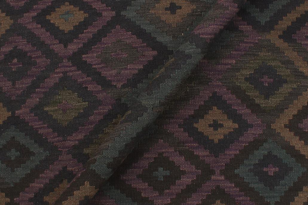 Flat Weave Kilim Antique Navaho Vintage handmade Geometric Kilim Black Brown Hand-Woven Rectangle 100% Wool Area Rug 5x6 