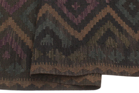 handmade Modern Kilim Black Brown Hand-Woven RECTANGLE 100% WOOL area rug 5x6