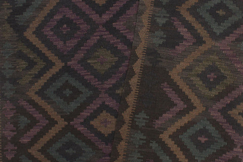 handmade Modern Kilim Black Brown Hand-Woven RECTANGLE 100% WOOL area rug 5x6