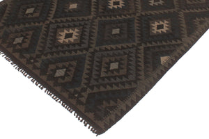 handmade Modern Kilim Black Blue Hand-Woven RECTANGLE 100% WOOL area rug 5x6