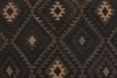 handmade Modern Kilim Black Blue Hand-Woven RECTANGLE 100% WOOL area rug 5x6