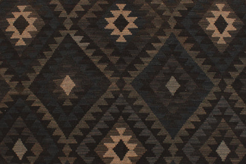 handmade Modern Kilim Black Blue Hand-Woven RECTANGLE 100% WOOL area rug 5x6