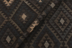 handmade Modern Kilim Black Blue Hand-Woven RECTANGLE 100% WOOL area rug 5x6
