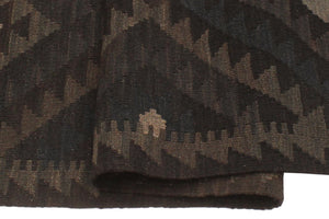 handmade Modern Kilim Black Blue Hand-Woven RECTANGLE 100% WOOL area rug 5x6