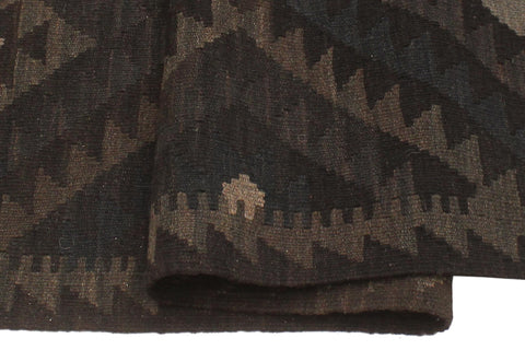 handmade Modern Kilim Black Blue Hand-Woven RECTANGLE 100% WOOL area rug 5x6