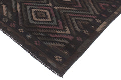 handmade Modern Kilim Black Blue Hand-Woven RECTANGLE 100% WOOL area rug 6' x 8'