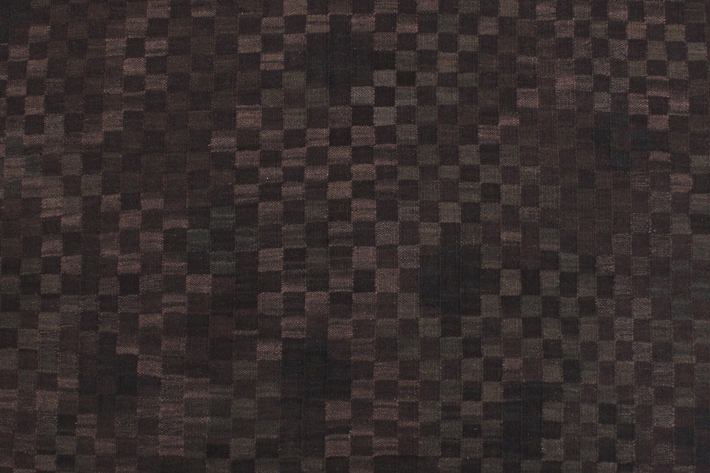 handmade Modern Kilim Black Brown Hand-Woven RECTANGLE 100% WOOL area rug 6' x 8'