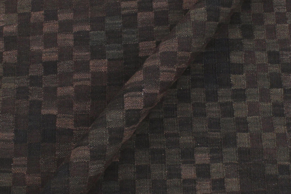 handmade Modern Kilim Black Brown Hand-Woven RECTANGLE 100% WOOL area rug 6' x 8'