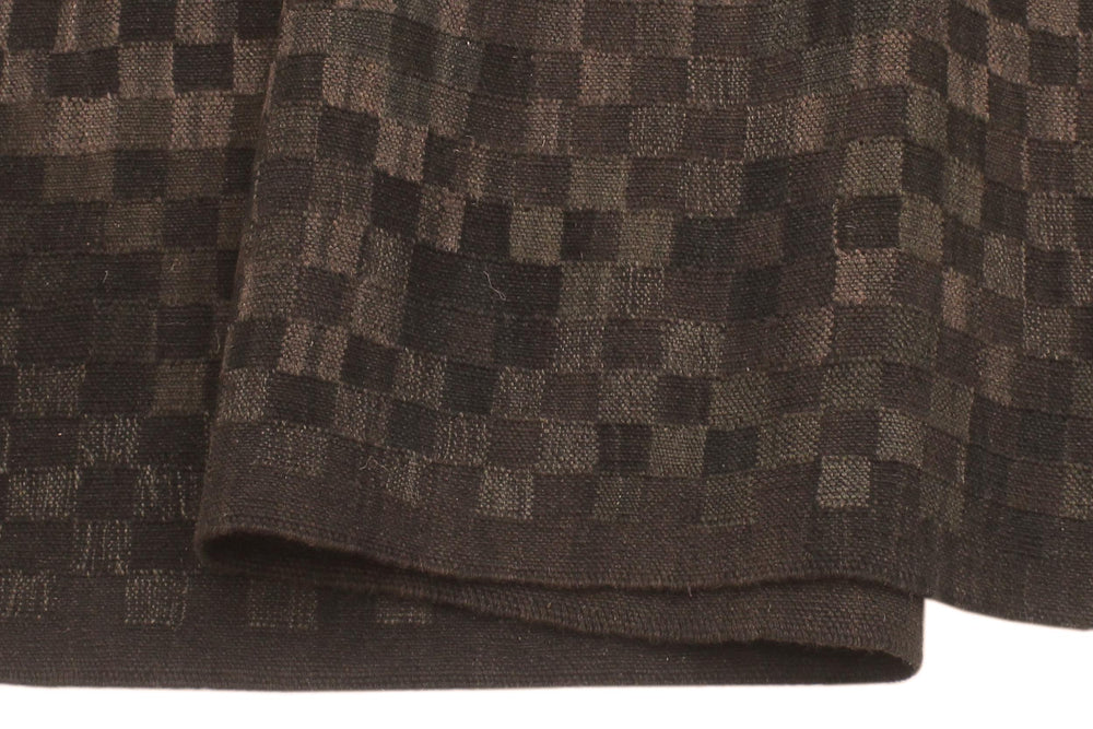 handmade Modern Kilim Black Brown Hand-Woven RECTANGLE 100% WOOL area rug 6' x 8'