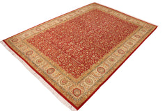 handmade Transitional  Red Beige Hand Knotted RECTANGLE 100% WOOL area rug 10x14