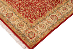 handmade Transitional  Red Beige Hand Knotted RECTANGLE 100% WOOL area rug 10x14