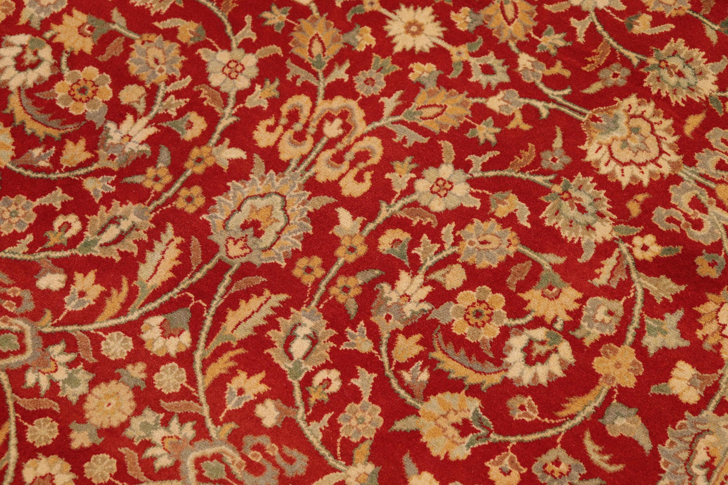 handmade Transitional  Red Beige Hand Knotted RECTANGLE 100% WOOL area rug 10x14