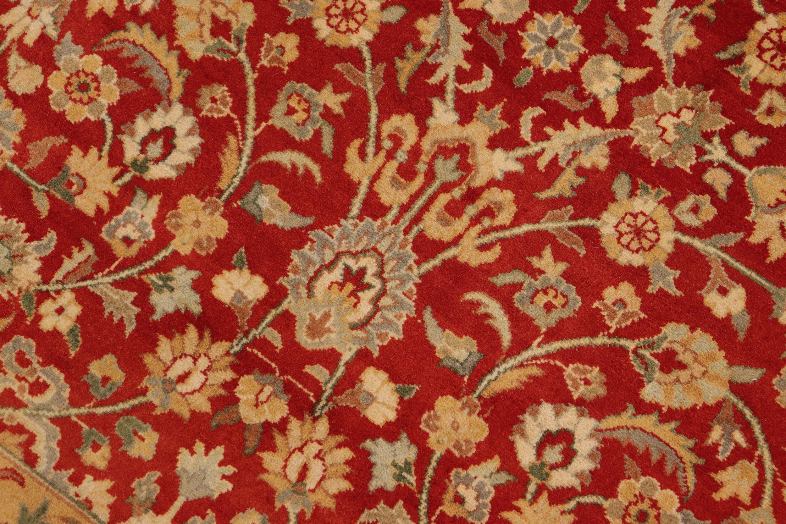 handmade Transitional  Red Beige Hand Knotted RECTANGLE 100% WOOL area rug 10x14