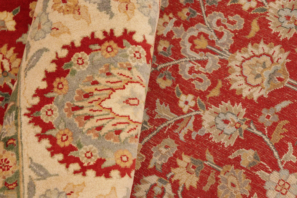 handmade Transitional  Red Beige Hand Knotted RECTANGLE 100% WOOL area rug 10x14