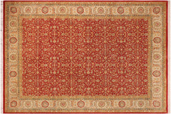 handmade Transitional  Red Beige Hand Knotted RECTANGLE 100% WOOL area rug 10x14