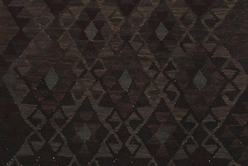 handmade Modern Kilim Black Gray Hand-Woven RECTANGLE 100% WOOL area rug 5' x 8'