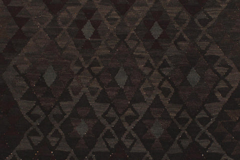 handmade Modern Kilim Black Gray Hand-Woven RECTANGLE 100% WOOL area rug 5' x 8'