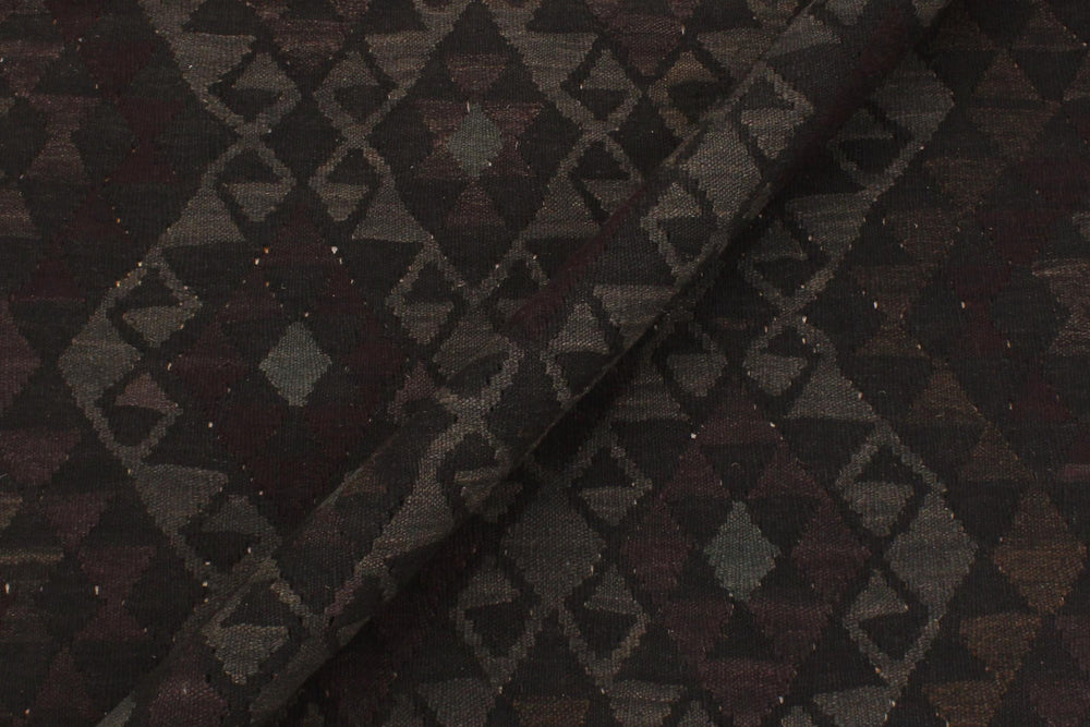 handmade Modern Kilim Black Gray Hand-Woven RECTANGLE 100% WOOL area rug 5' x 8'