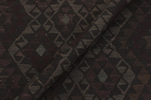 handmade Modern Kilim Black Gray Hand-Woven RECTANGLE 100% WOOL area rug 5' x 8'