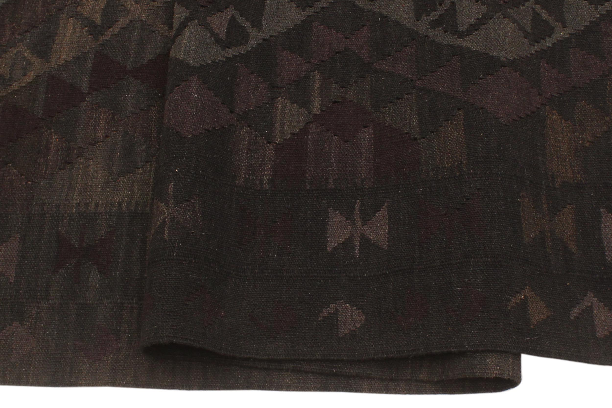 handmade Modern Kilim Black Gray Hand-Woven RECTANGLE 100% WOOL area rug 5' x 8'