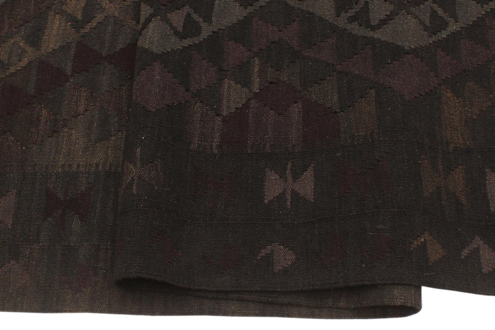 handmade Modern Kilim Black Gray Hand-Woven RECTANGLE 100% WOOL area rug 5' x 8'