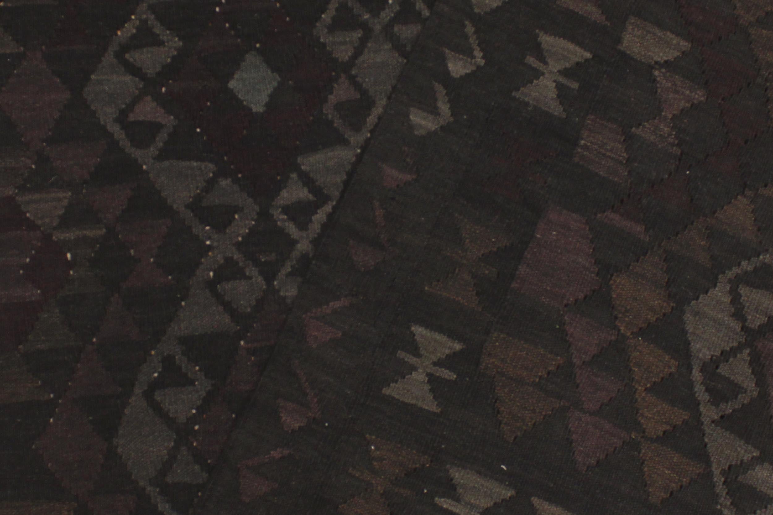 handmade Modern Kilim Black Gray Hand-Woven RECTANGLE 100% WOOL area rug 5' x 8'