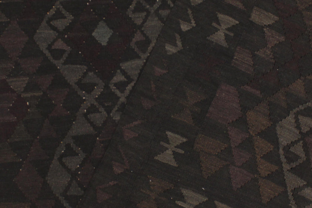 handmade Modern Kilim Black Gray Hand-Woven RECTANGLE 100% WOOL area rug 5' x 8'