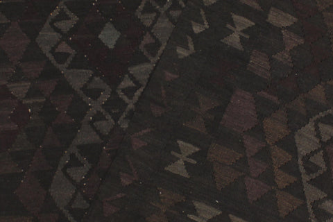 handmade Modern Kilim Black Gray Hand-Woven RECTANGLE 100% WOOL area rug 5' x 8'