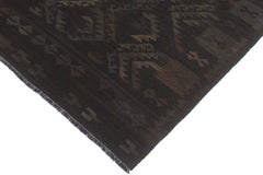 handmade Modern Kilim Black Blue Hand-Woven RECTANGLE 100% WOOL area rug 5' x 8'