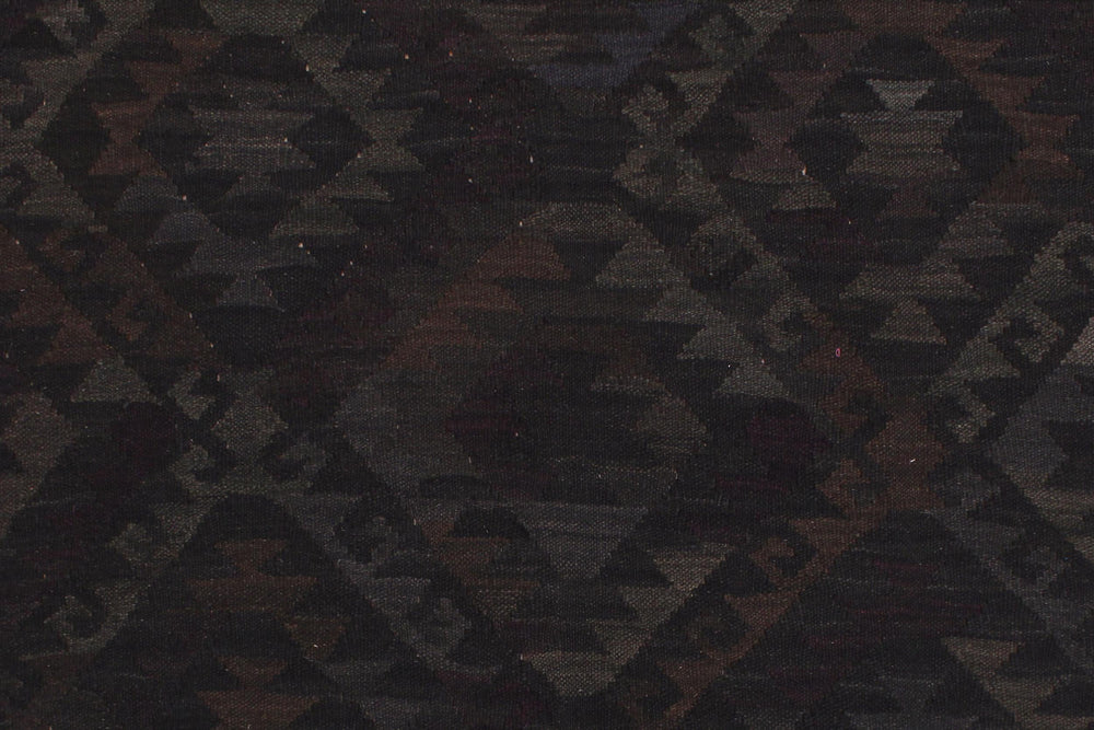 handmade Modern Kilim Black Blue Hand-Woven RECTANGLE 100% WOOL area rug 5' x 8'
