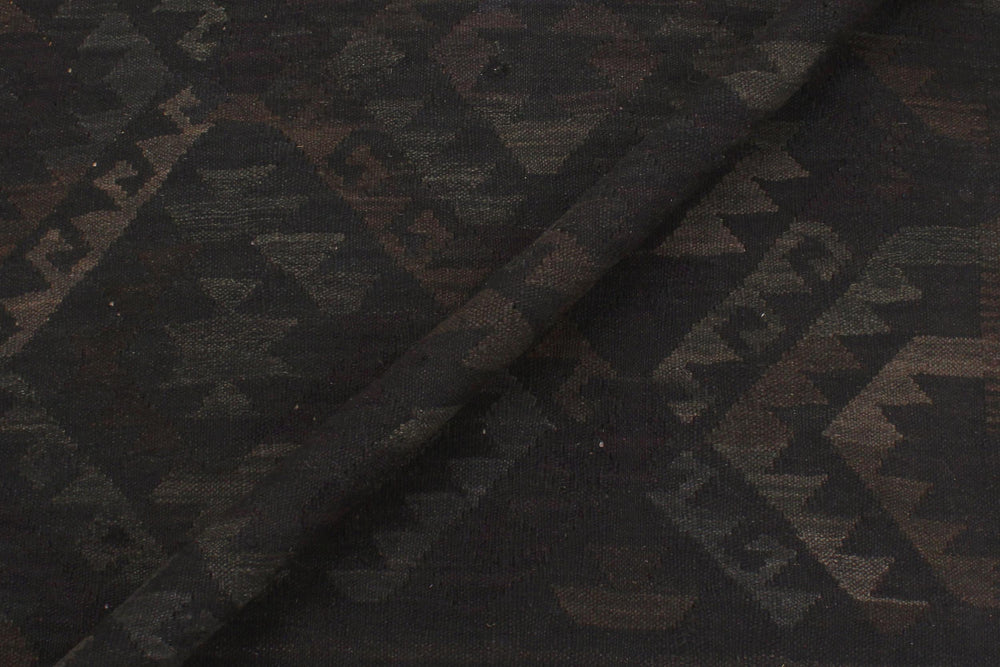 handmade Modern Kilim Black Blue Hand-Woven RECTANGLE 100% WOOL area rug 5' x 8'