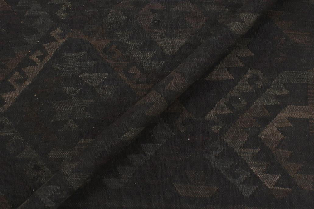 Flat Weave Kilim Antique Navaho Vintage handmade Geometric Kilim Black Blue Hand-Woven Rectangle 100% Wool Area Rug 5x8 