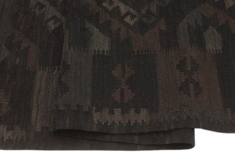handmade Modern Kilim Black Blue Hand-Woven RECTANGLE 100% WOOL area rug 5' x 8'