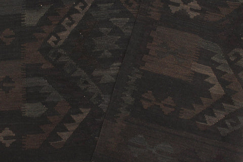 handmade Modern Kilim Black Blue Hand-Woven RECTANGLE 100% WOOL area rug 5' x 8'