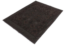 handmade Modern Kilim Charcoal Blue Hand-Woven RECTANGLE 100% WOOL area rug 6' x 7'