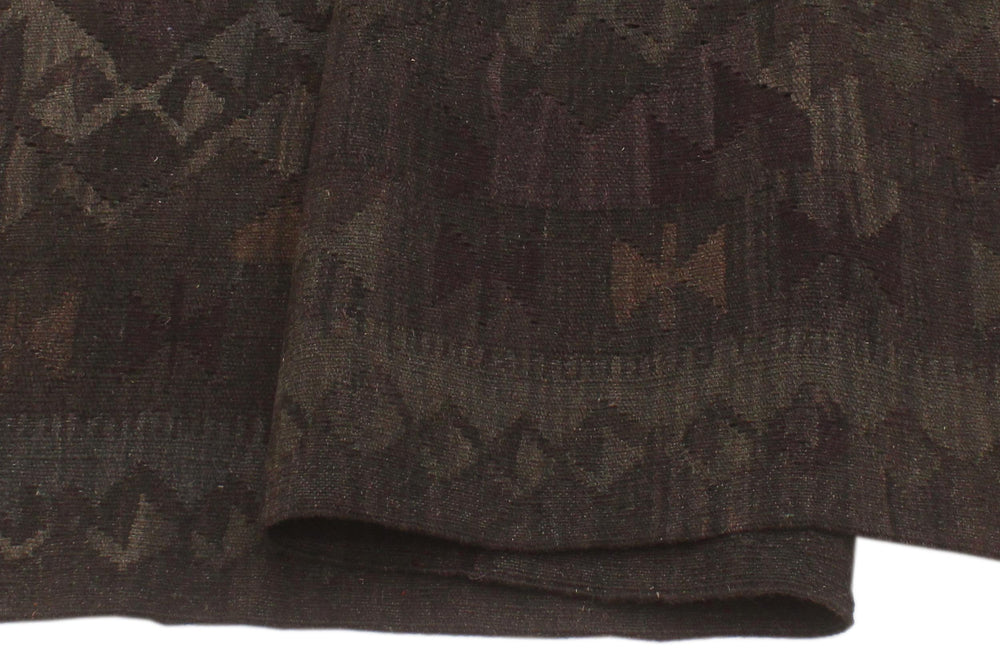 handmade Modern Kilim Charcoal Blue Hand-Woven RECTANGLE 100% WOOL area rug 6' x 7'