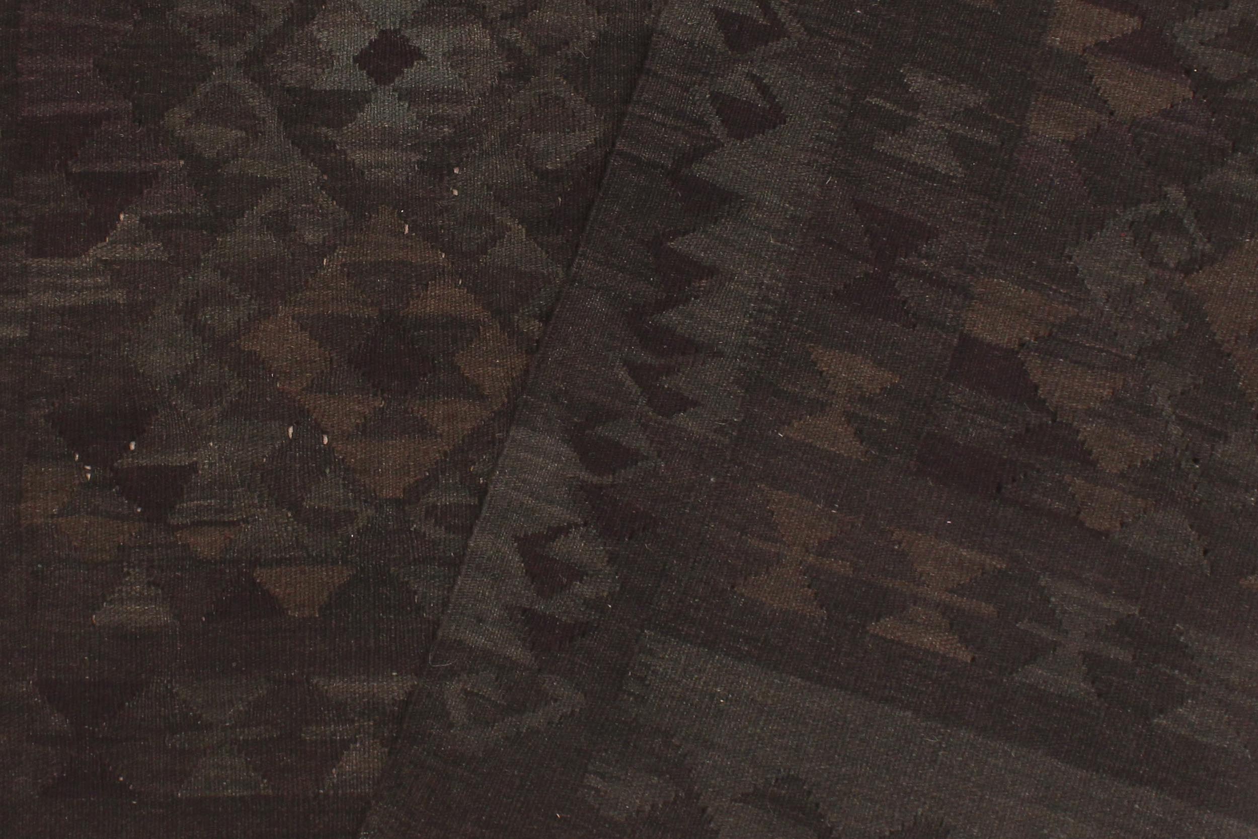 handmade Modern Kilim Charcoal Blue Hand-Woven RECTANGLE 100% WOOL area rug 6' x 7'