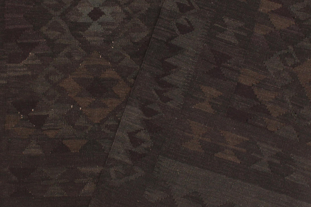 handmade Modern Kilim Charcoal Blue Hand-Woven RECTANGLE 100% WOOL area rug 6' x 7'