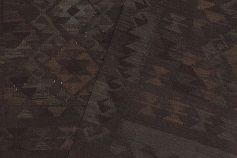handmade Modern Kilim Charcoal Blue Hand-Woven RECTANGLE 100% WOOL area rug 6' x 7'