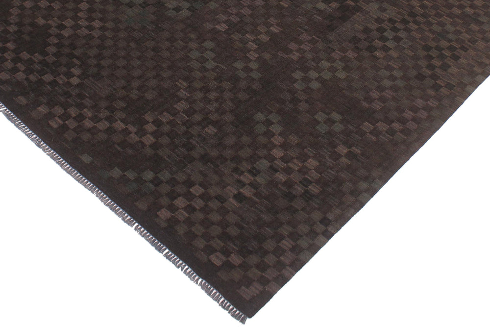 handmade Modern Kilim Brown Green Hand-Woven RECTANGLE 100% WOOL area rug 6' x 8'