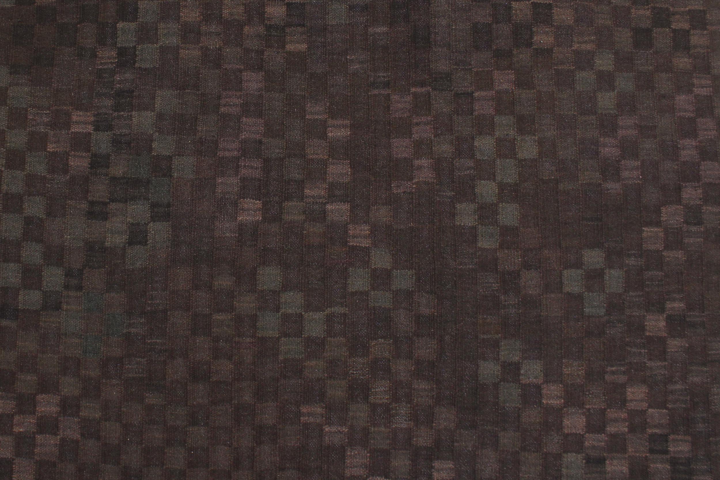 handmade Modern Kilim Brown Green Hand-Woven RECTANGLE 100% WOOL area rug 6' x 8'