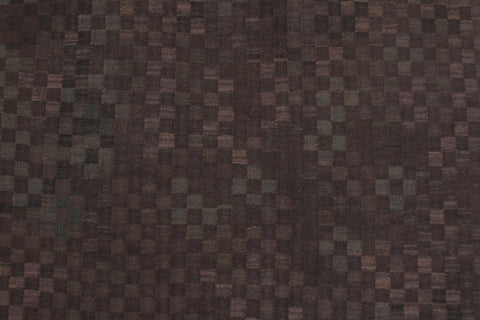 handmade Modern Kilim Brown Green Hand-Woven RECTANGLE 100% WOOL area rug 6' x 8'