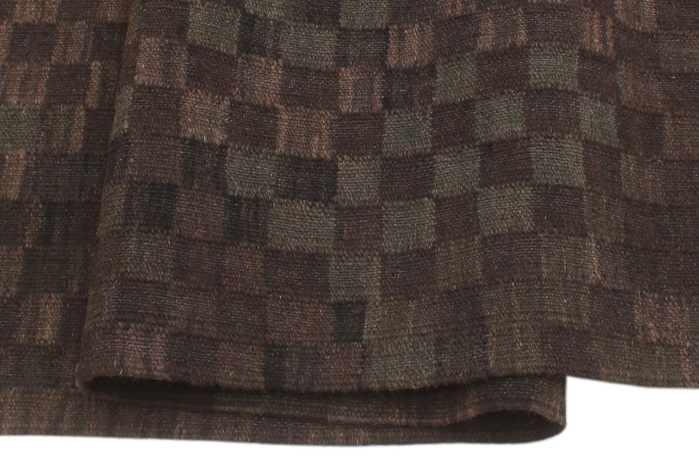handmade Modern Kilim Brown Green Hand-Woven RECTANGLE 100% WOOL area rug 6' x 8'
